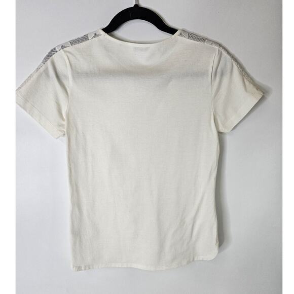 MARCS White Lace Shoulders Short Sleeve Tee Blouse Women’s XS - Picture 2 of 5